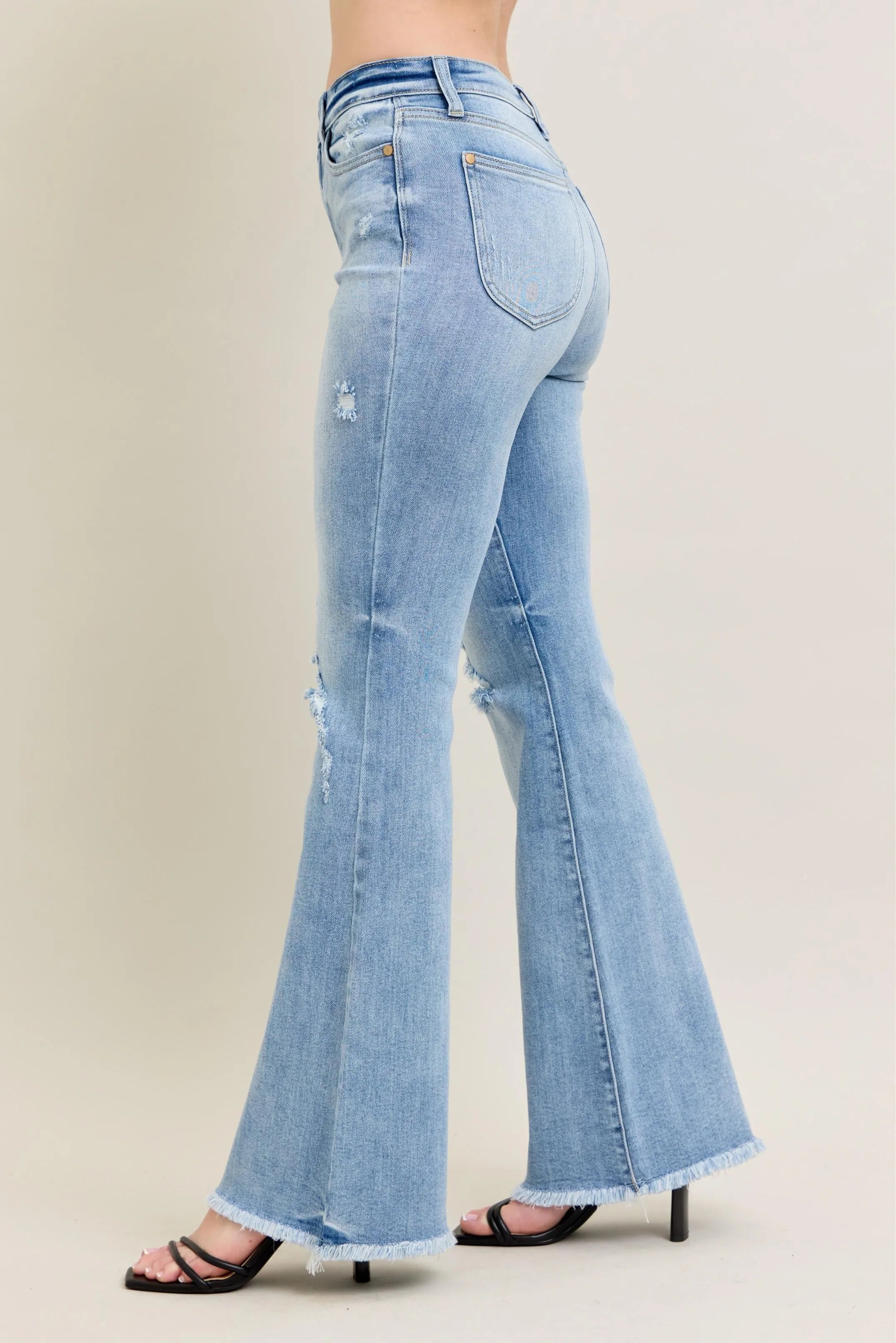 Judy Blue Full Size Hw Flare Jeans W/ Shield Pockets Plus Size OutfitFlow