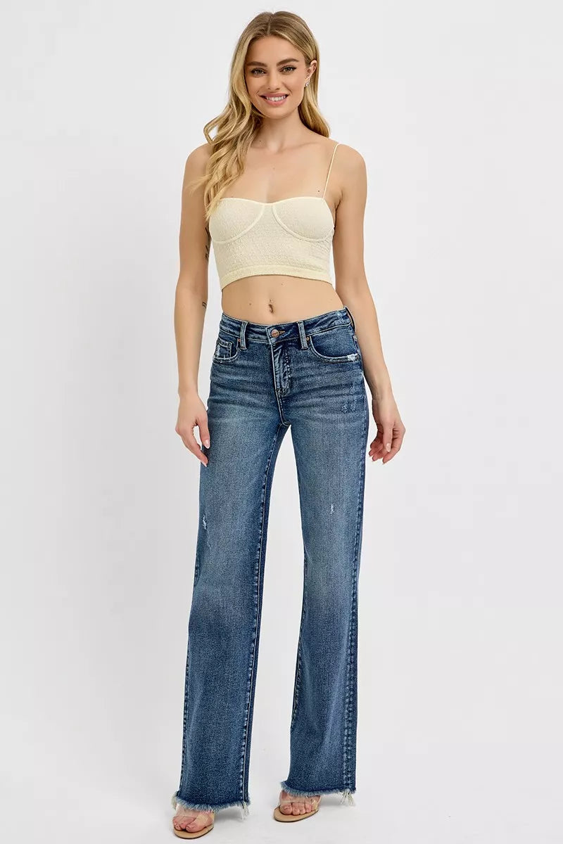 RISEN Full Size Tummy Control High Rise Long Straight Jeans Plus Size OutfitFlow