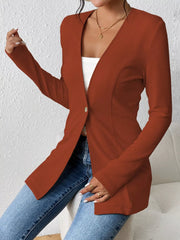 One Button Long Sleeve Blazer OutfitFlow