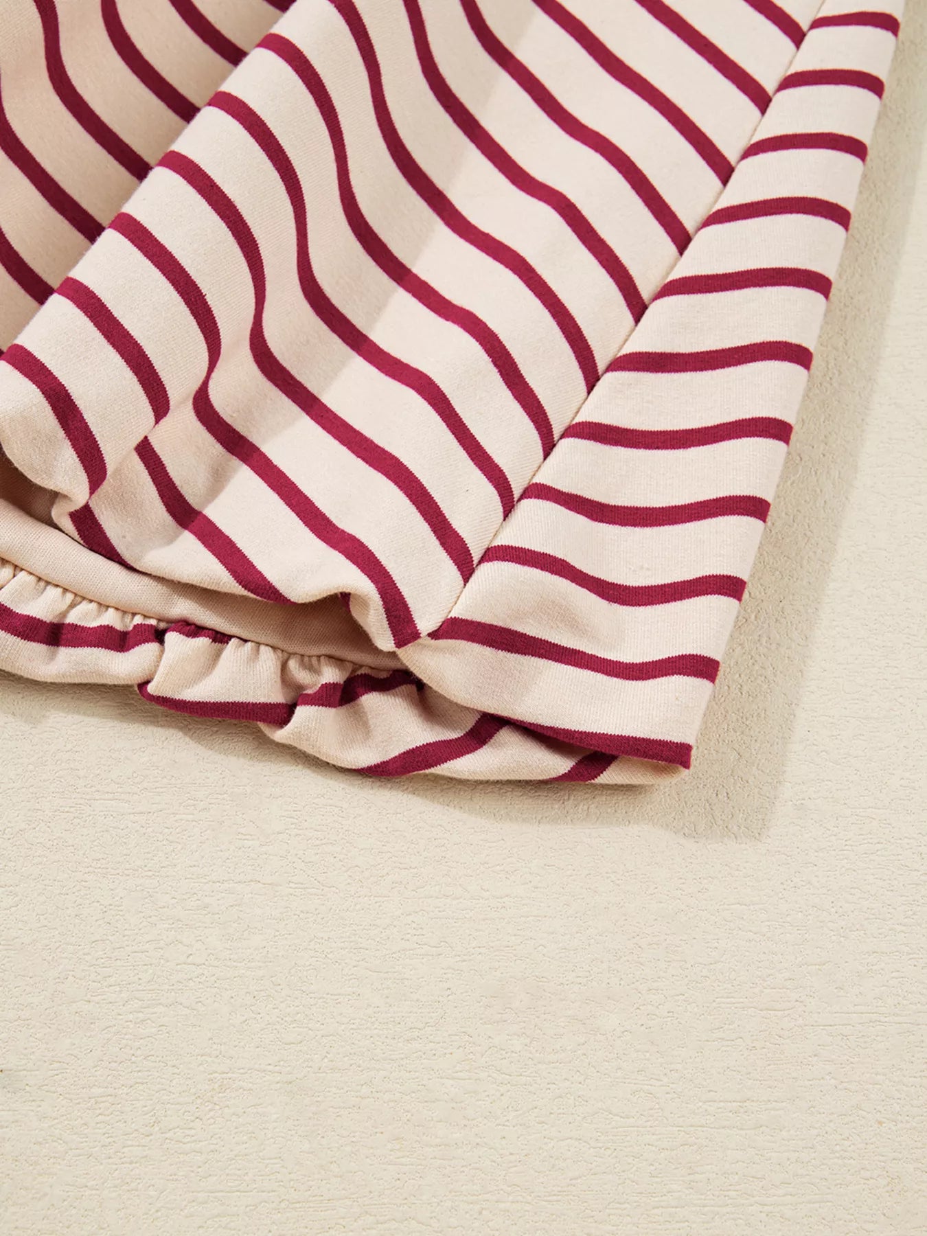 tripe Cropped Collared Drop Shoulder Pullover and Bubble Mini Skirt Set OutfitFlow