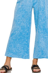 Zenana Washed French Terry Palazzo With Pockets OutfitFlow