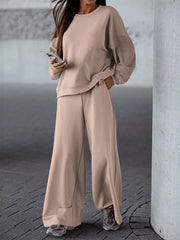 Casual Loose Fit Top and Pants Two-Piece Set OutfitFlow