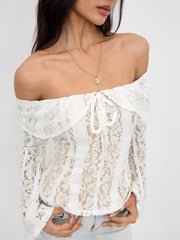 Off-Shoulder Lace Blouse OutfitFlow