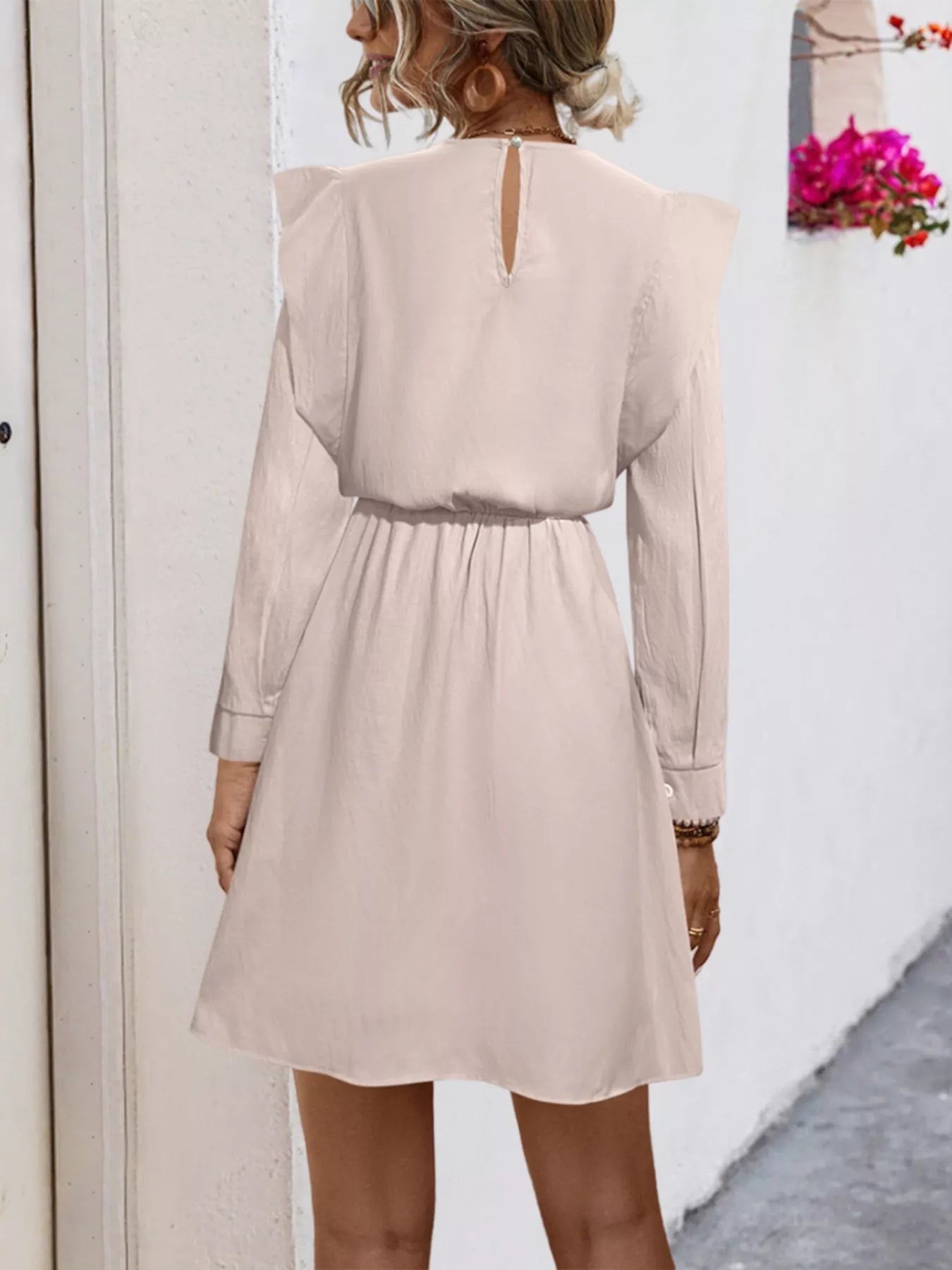 Ruffled Long Sleeve Mini Dress OutfitFlow