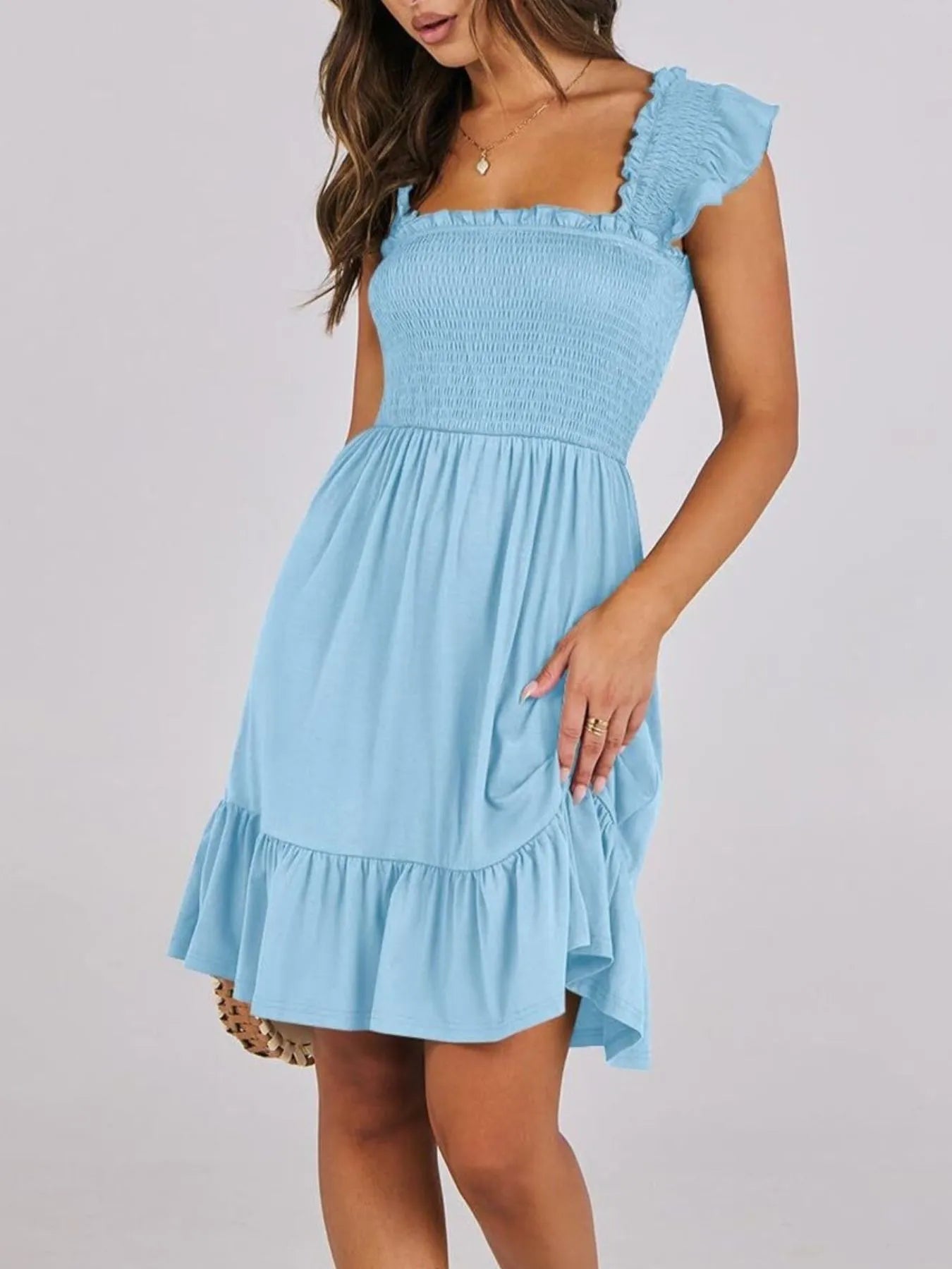 Ruffled Hem Smocked Cami Dress OutfitFlow