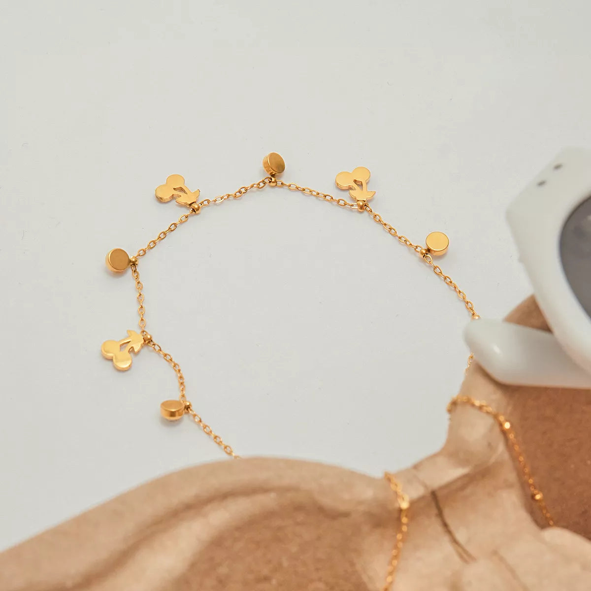 18K Gold-Plated Zircon Cherry Necklace OutfitFlow