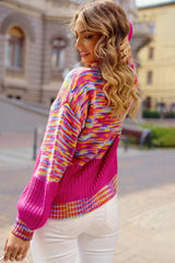 Outfit Flow - Rainbow Confetti Drop Shoulder Sweater