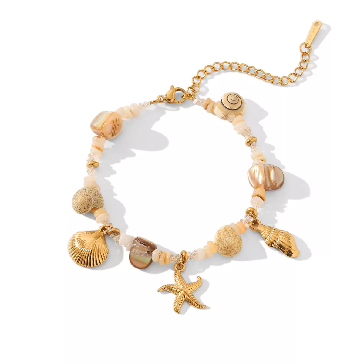 18K Gold-Plated Shell Charm Bracelet OutfitFlow