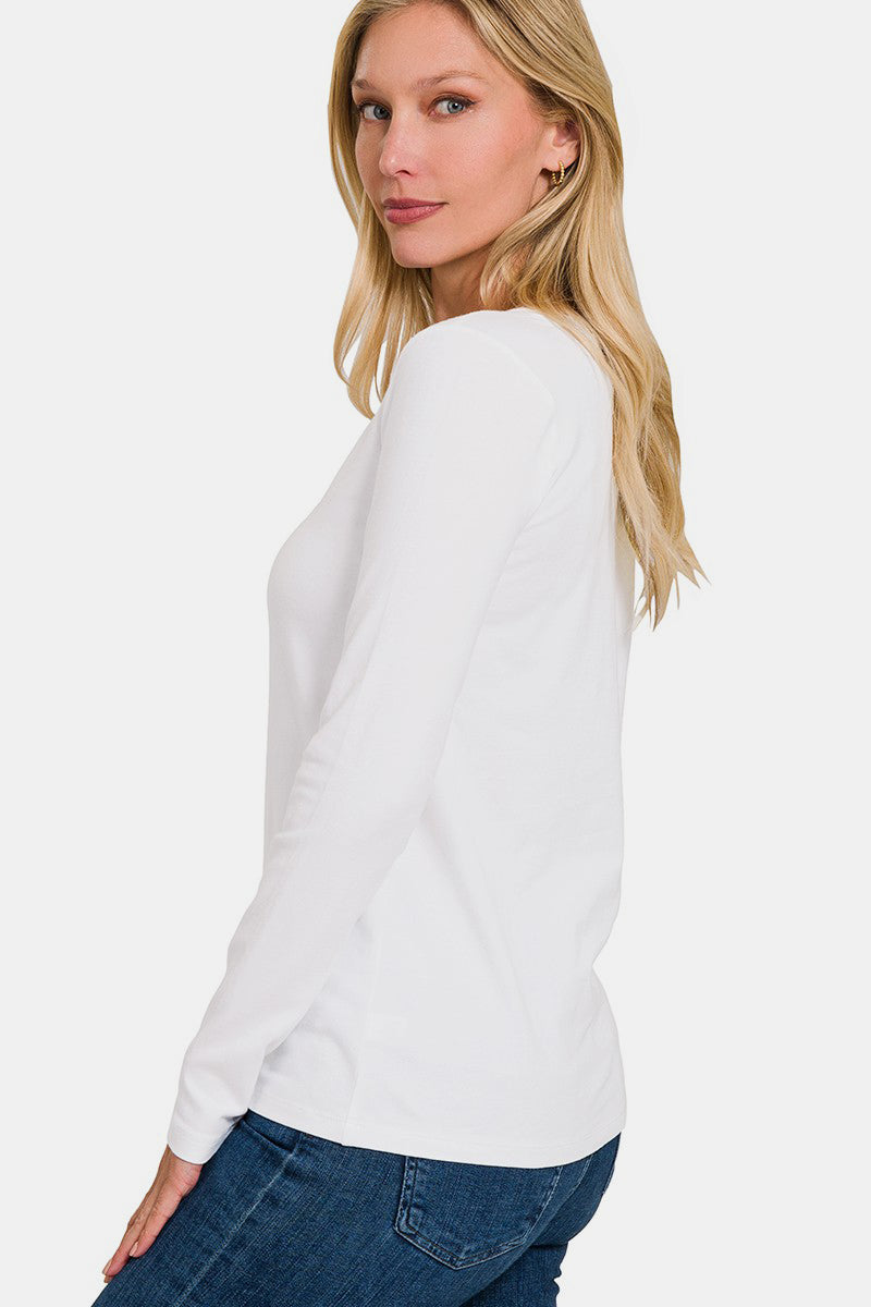 Outfit Flow - Zenana Full Size V-Neck Long Sleeve T-Shirt