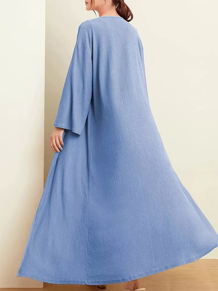 Open Front Long Sleeve Longline Cardigan OutfitFlow