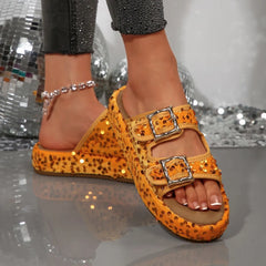 Open Toe Platform Sandals Mustard OutfitFlow