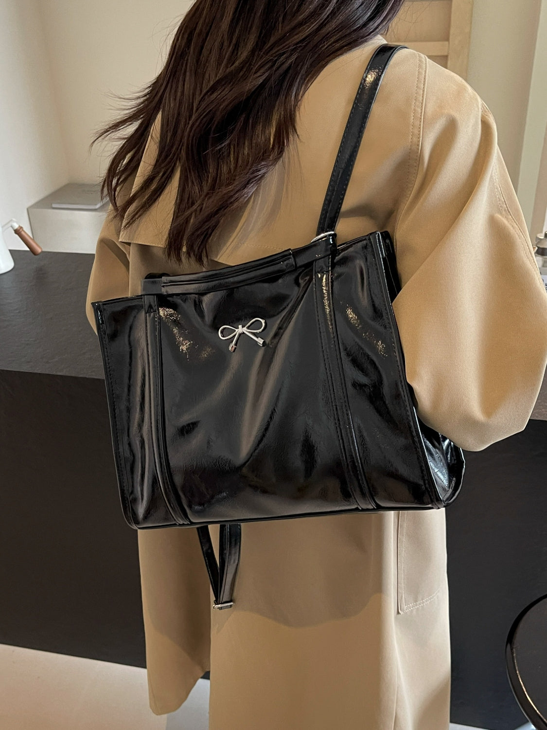 Outfit Flow - PU Leather Bow Shoulder Bag