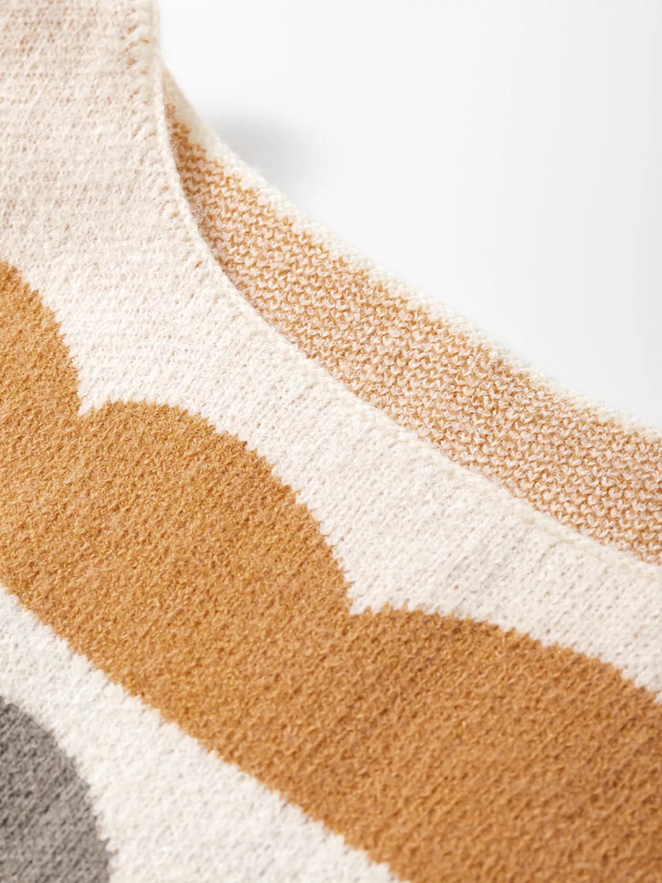 Wave Striped Balloon Sleeve Drop Shoulder Sweater OutfitFlow