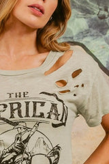 BiBi Cotton Slub Laser Top American Cow Boy Graphic OutfitFlow