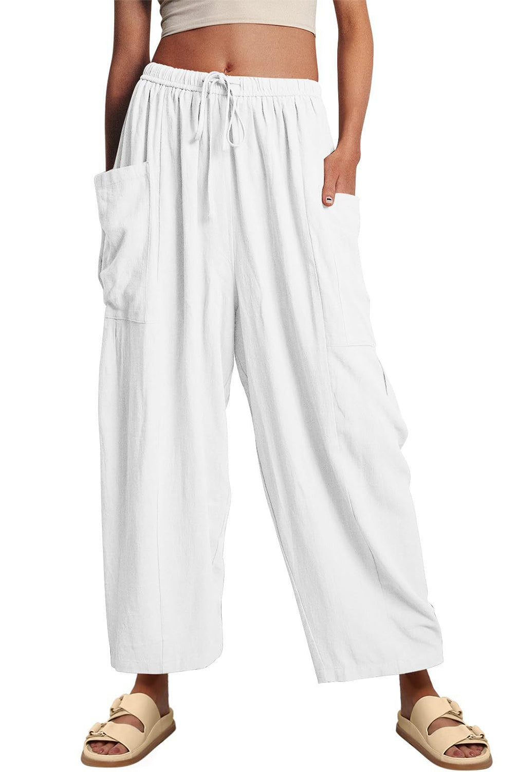 Outfit Flow - Full Size Pocketed Drawstring Wide Leg Pants