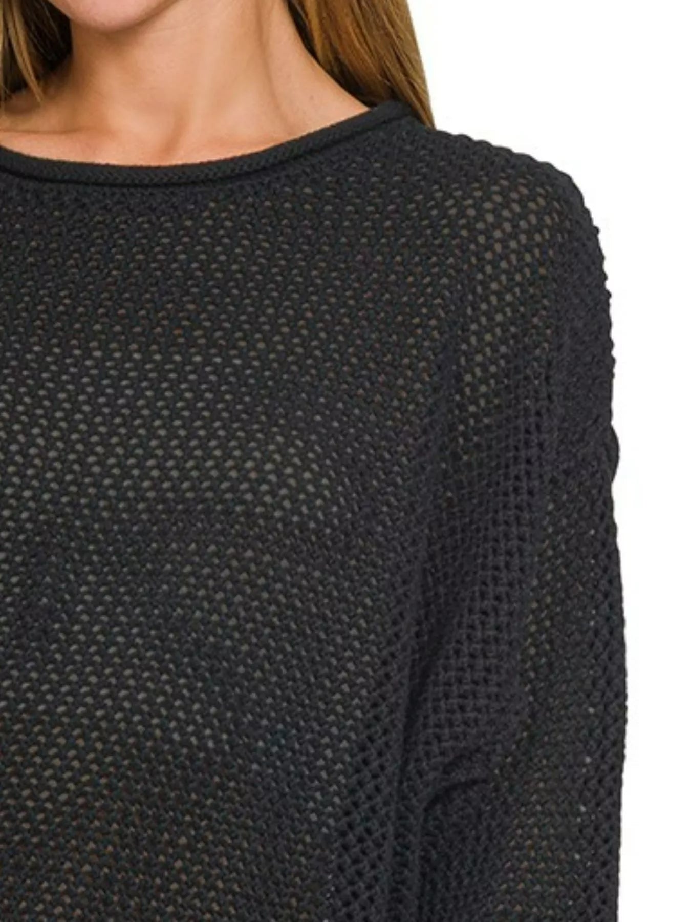 Zenana Textured Drop Shoulder Knit Top Trendsi