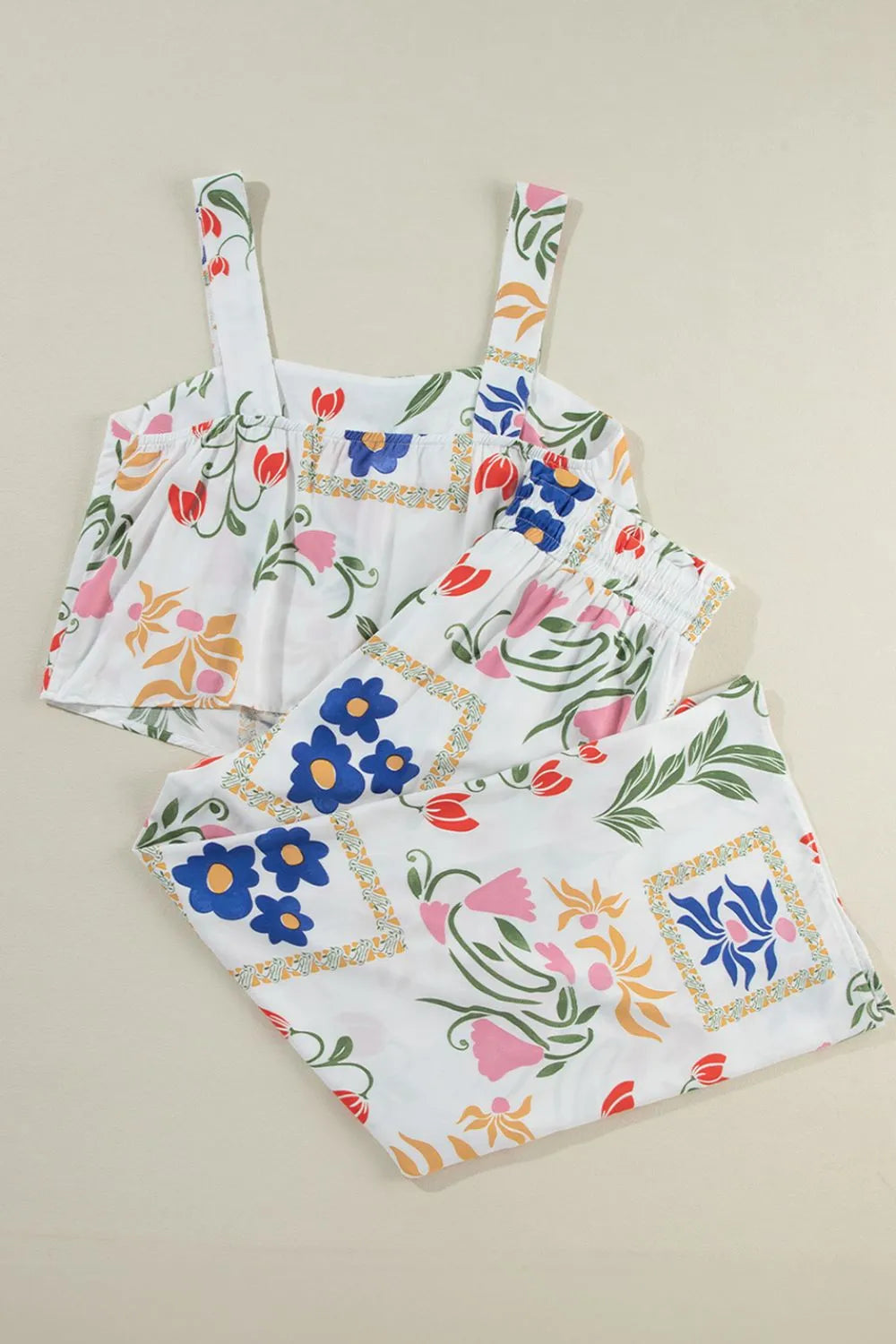 Printed Square Neck Top and Pants Set OutfitFlow