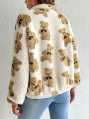 Teddy Bear Fuzzy Zip-Up Jacket OutfitFlow