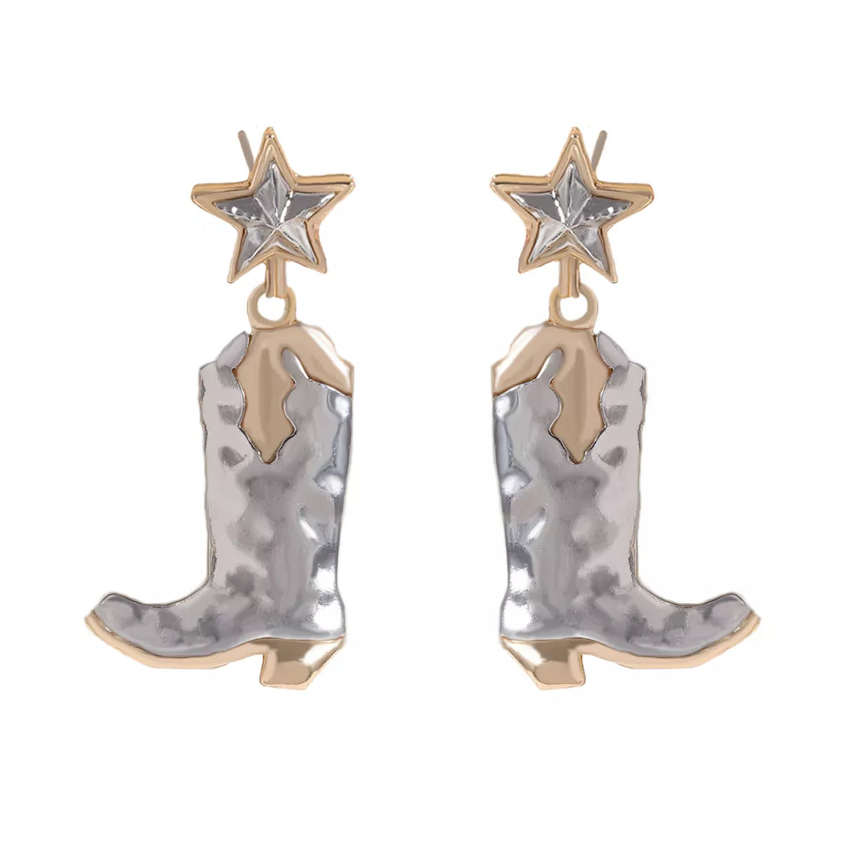 Western Cowboy Boot Star Dangle Earrings OutfitFlow