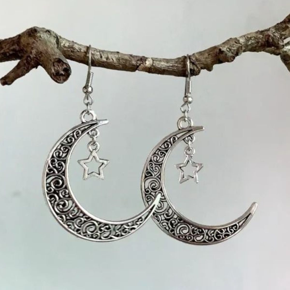 Alloy Cutout Moon Earrings Moon&Star One Size OutfitFlow