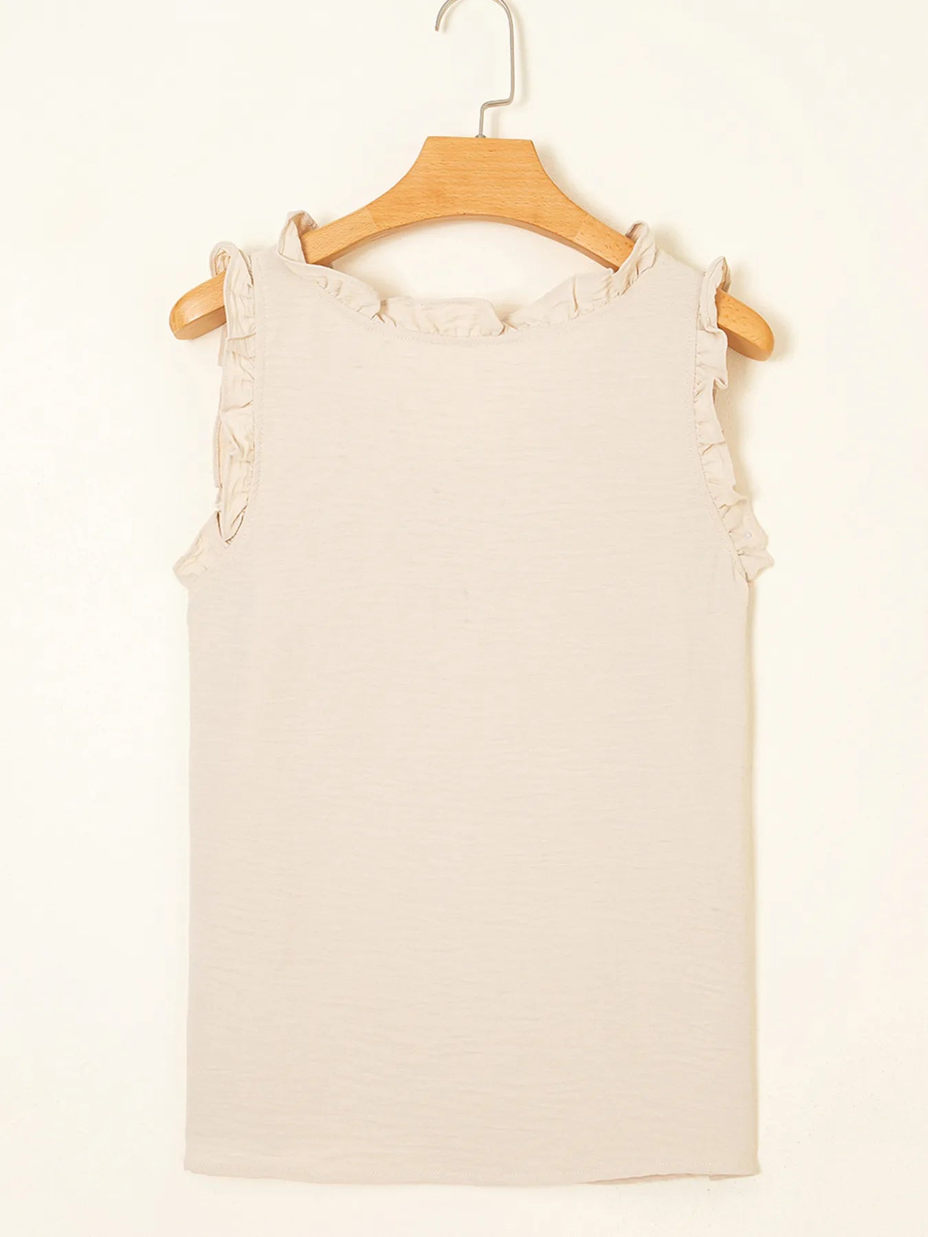 Texture Ruffle Trim V-Neck Tank Top OutfitFlow