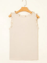 Texture Ruffle Trim V-Neck Tank Top OutfitFlow