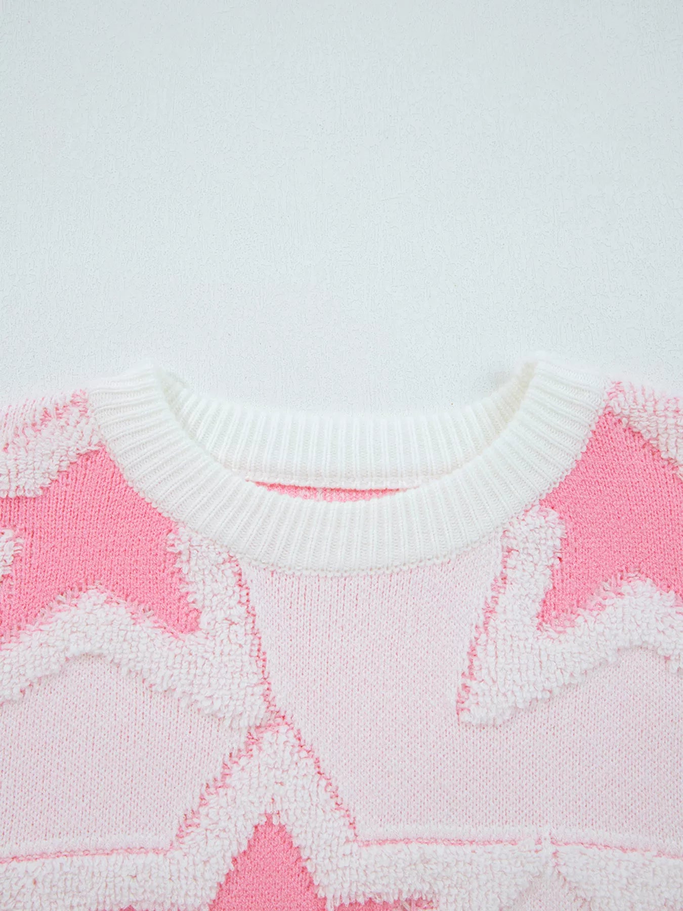 Oversized Star Pattern Ribbed Edge Drop Shoulder Sweater OutfitFlow