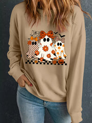 Halloween Ghost Graphic Drop Shoulder Sweatshirt OutfitFlow