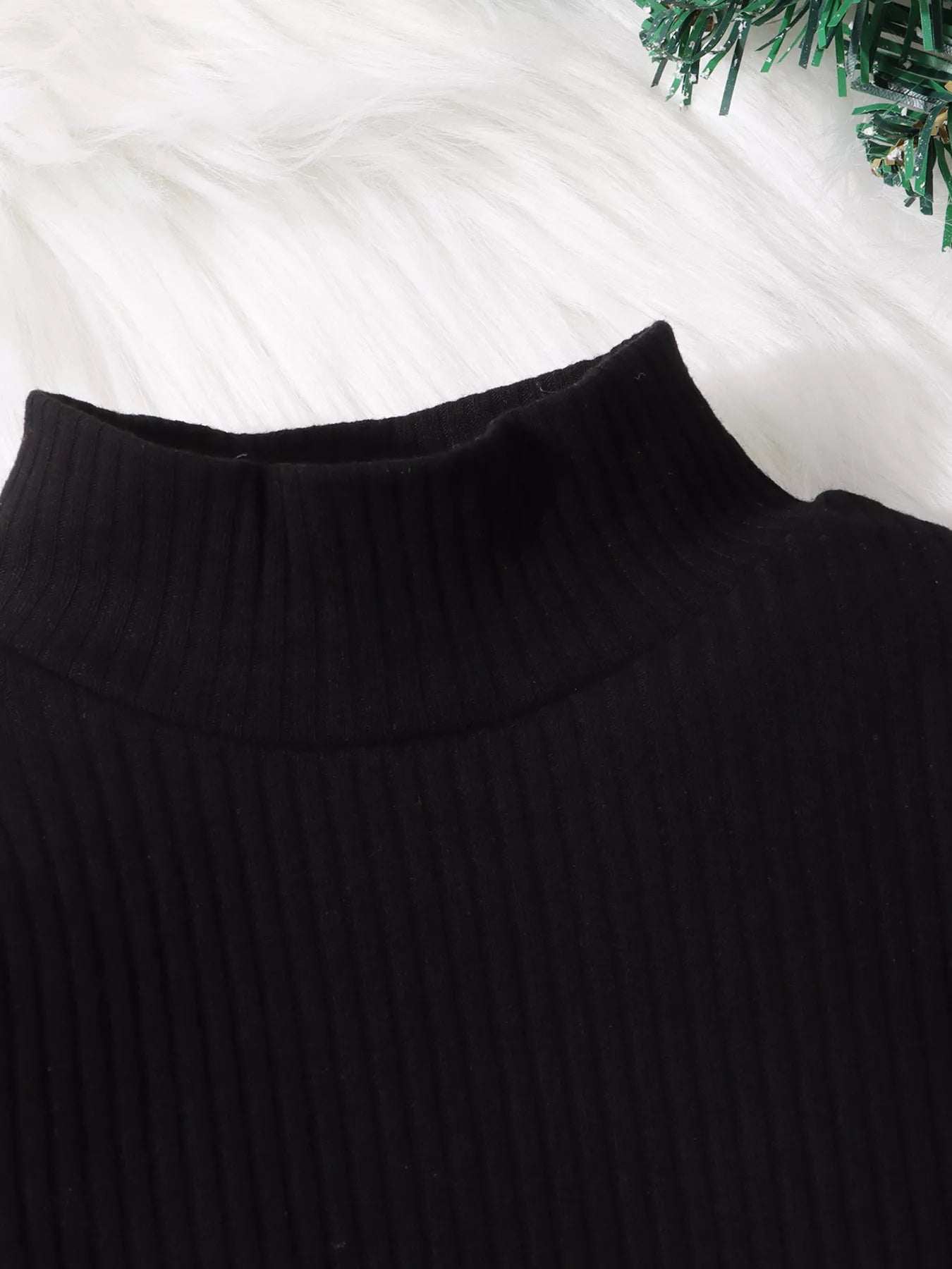 Children's Ribbed Knit Top & Plaid Skirt Set OutfitFlow