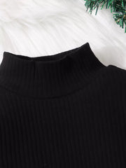 Children's Ribbed Knit Top & Plaid Skirt Set OutfitFlow