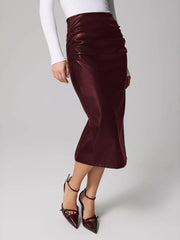 Slit Back Leather Skirt OutfitFlow