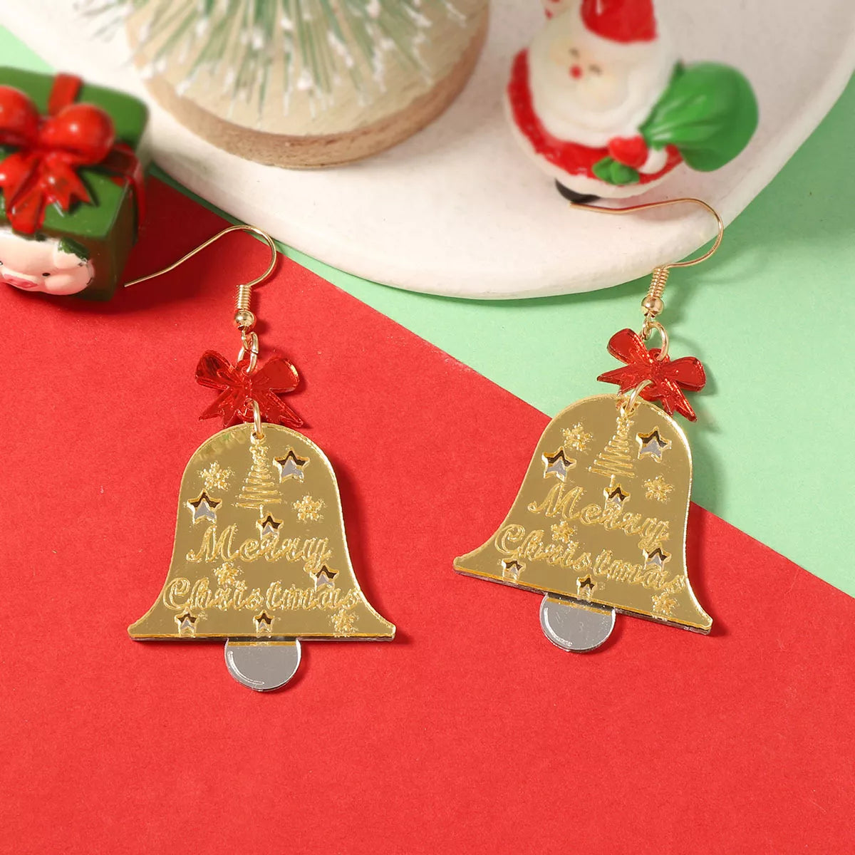 Christmas Bell Dangle Earrings Mustard onesize OutfitFlow