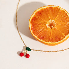 18K Gold-Plated Cherry Pendant Necklace OutfitFlow
