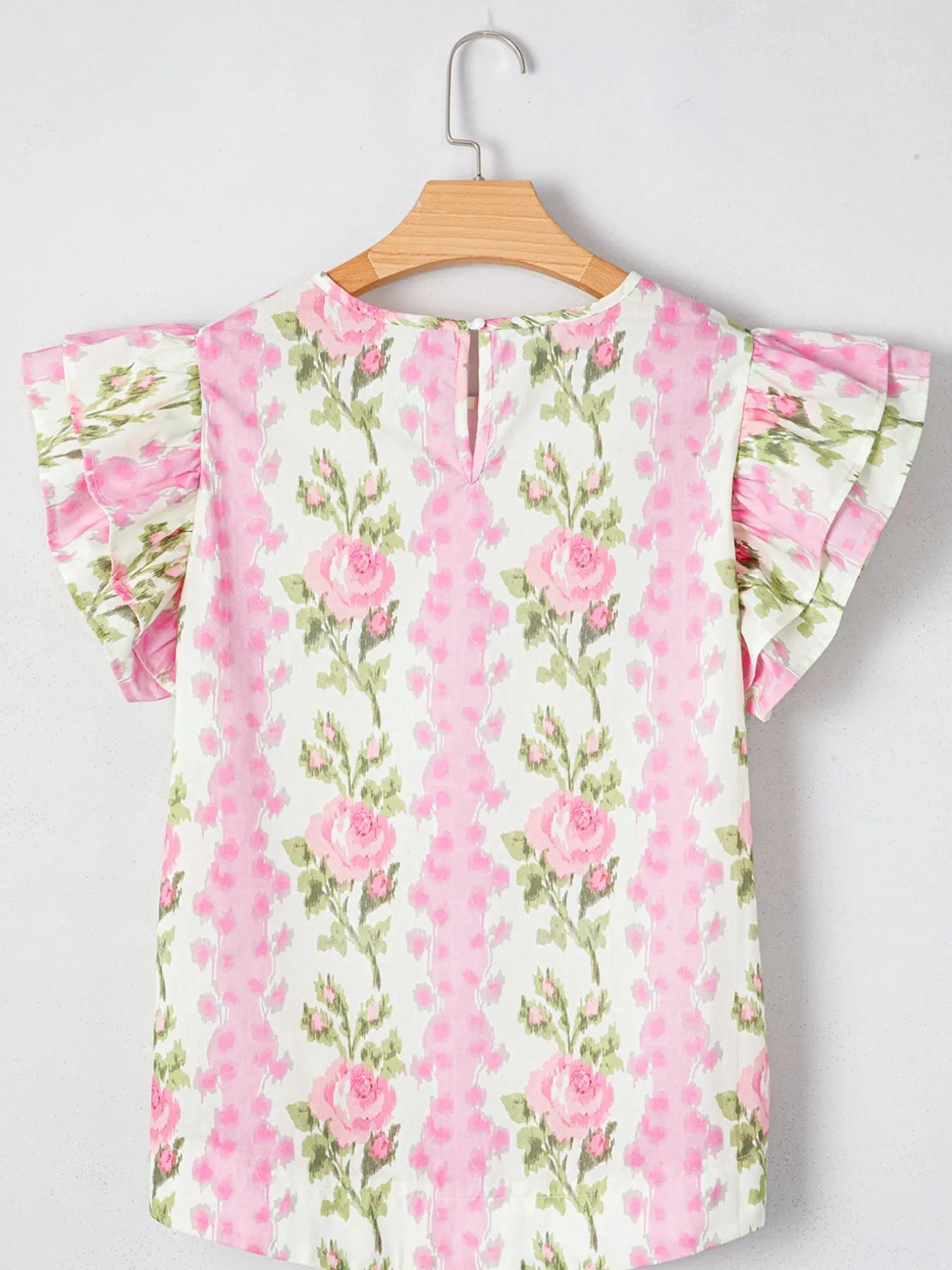 Floral Print Ruffled Sleeve Blouse OutfitFlow