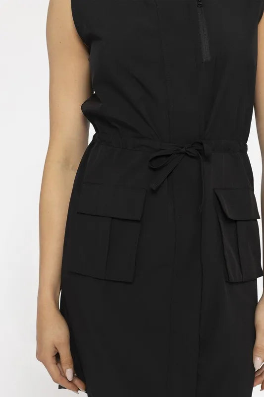 MONO B Versatile Drawstring Waist Tank Dress OutfitFlow