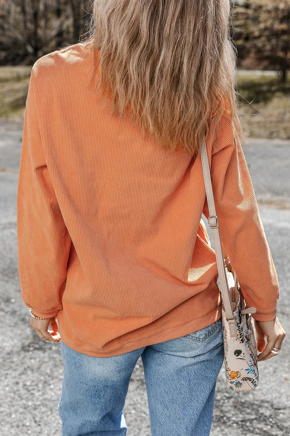 Sequin Pumpkin Round Neck Long Sleeve Sweatshirt OutfitFlow