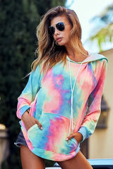 BiBi Tie Dye French Terry Hoodie with Kangaroo Pocket CHARCOAL TIEDYE Trendsi