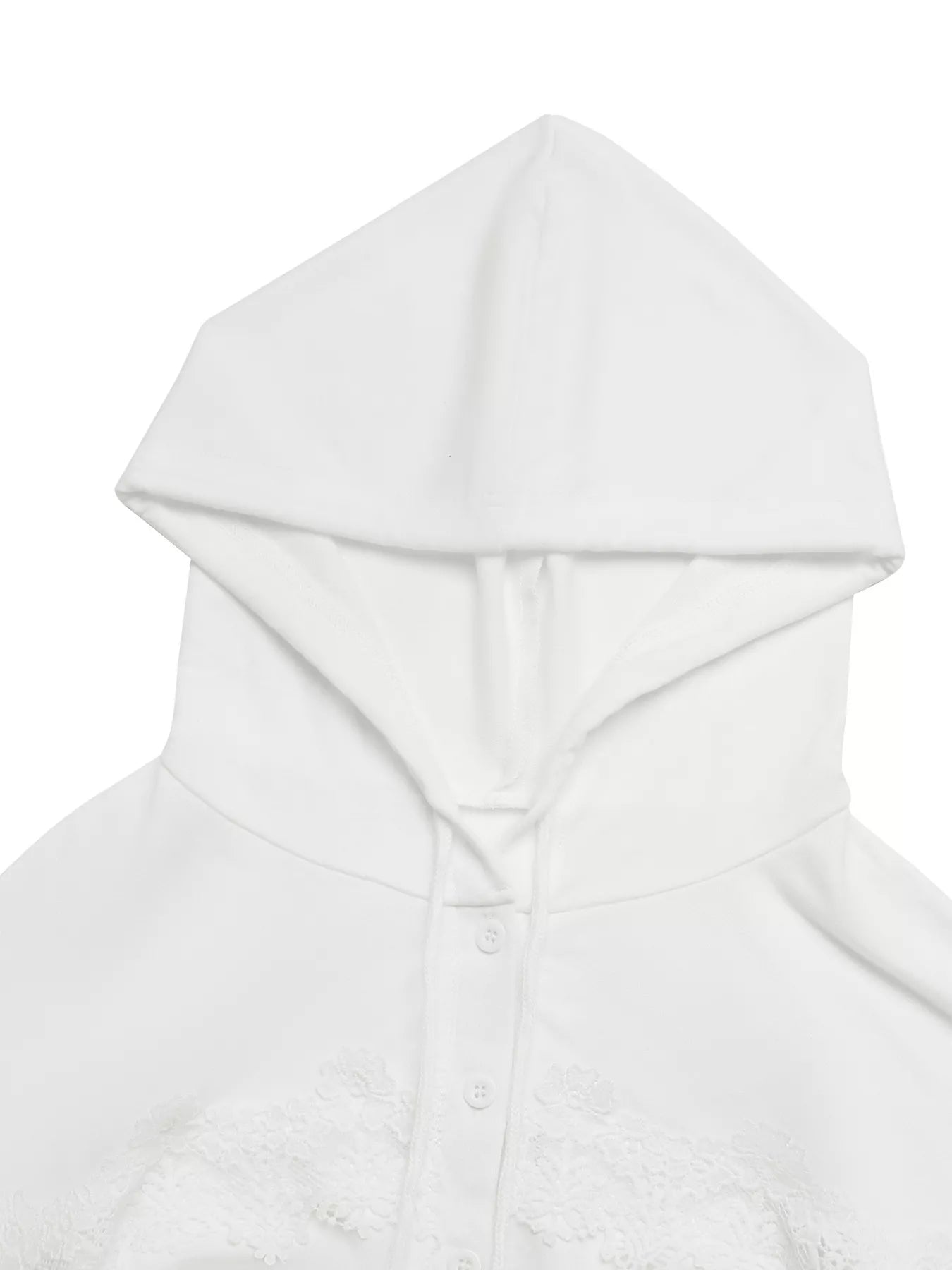 Lace Detail Long Sleeve Drawstring Hoodie OutfitFlow