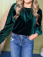 Outfit Flow - Ruched Round Neck Long Sleeve Blouse