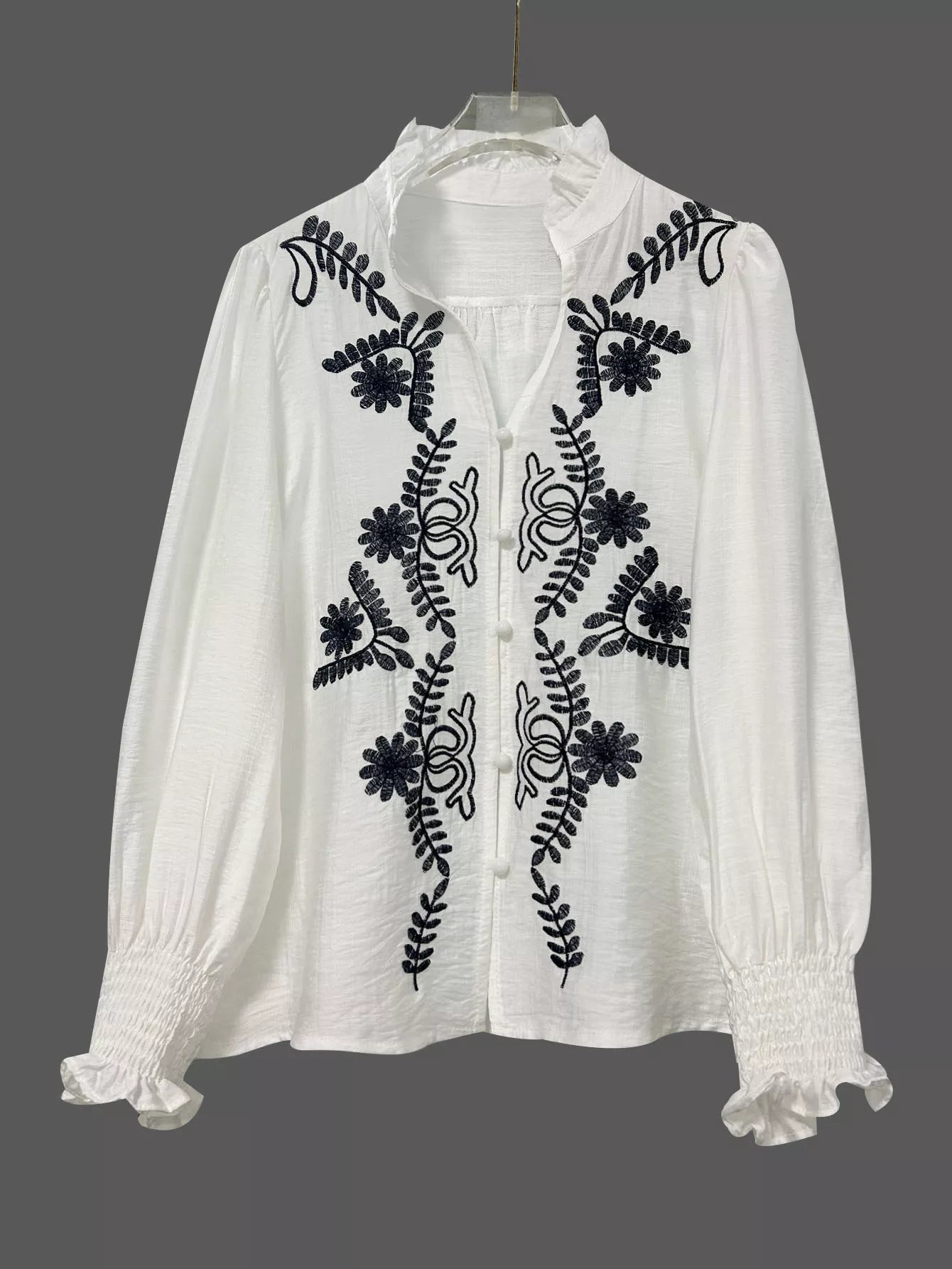 Embroidered Long Sleeve Shirt OutfitFlow