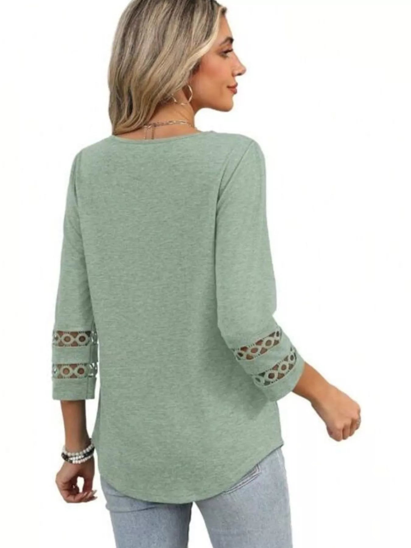 Full Size V-Neck 3/4 Sleeve T-Shirt Plus Size OutfitFlow