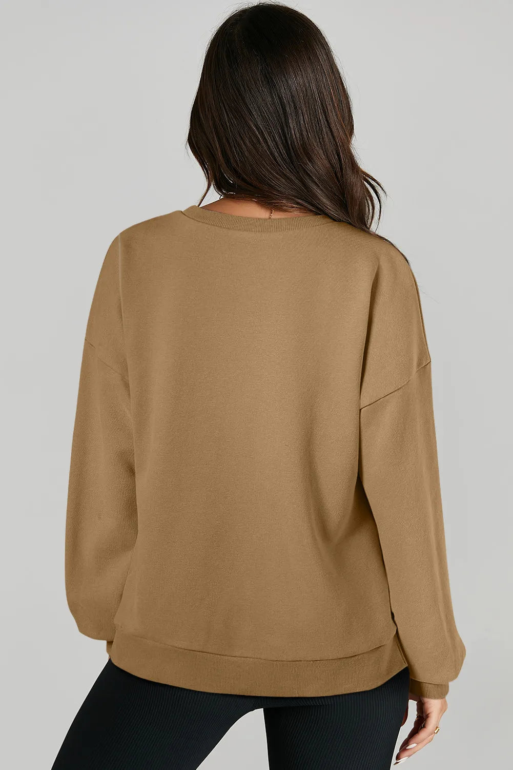 Outfit Flow - High-Low Round Neck Long Sleeve Sweatshirt