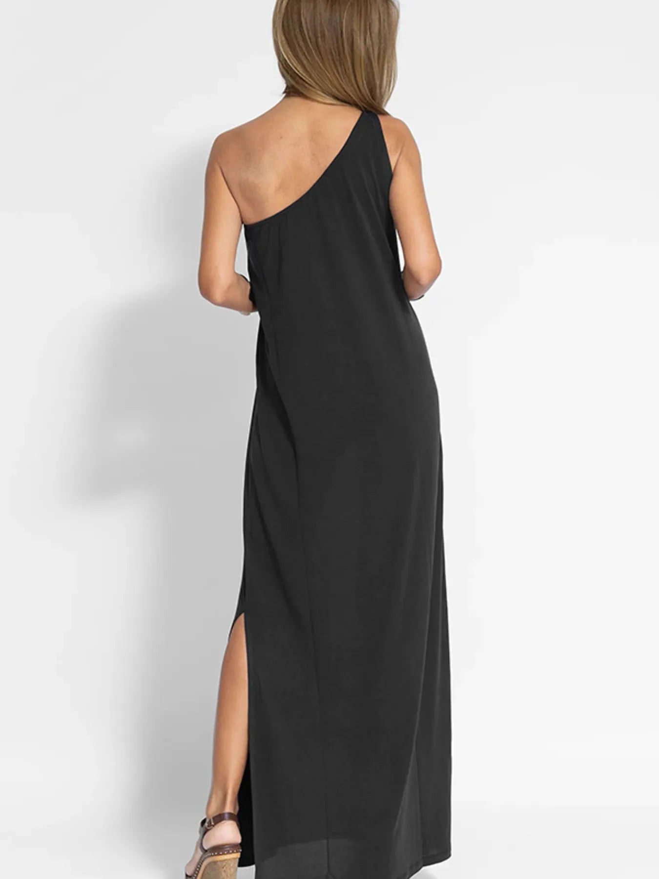 One-Shoulder Maxi Dress with Side Slit OutfitFlow