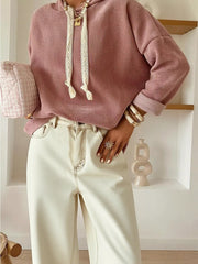 Drawstring Dropped Shoulder Hoodie OutfitFlow