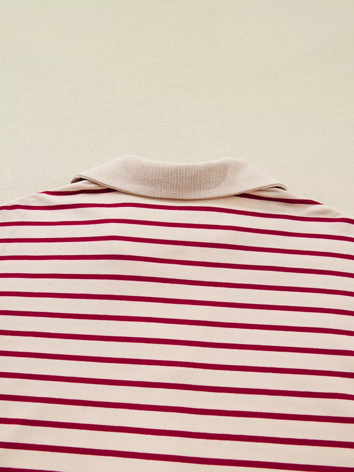 tripe Cropped Collared Drop Shoulder Pullover and Bubble Mini Skirt Set OutfitFlow