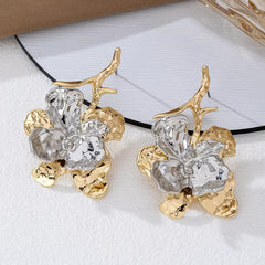 Stainless Steel Flower Statement Drop Earrings OutfitFlow