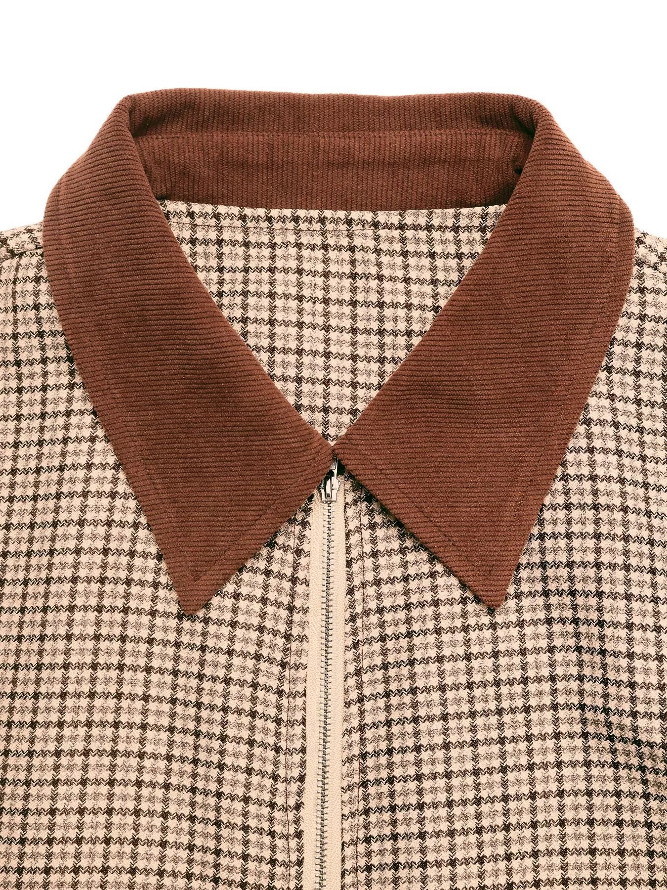 Plaid Zip Up Long Sleeve Jacket Trendsi