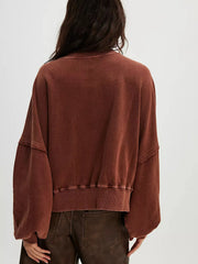 Print Round Neck Oversized Sweatshirt OutfitFlow