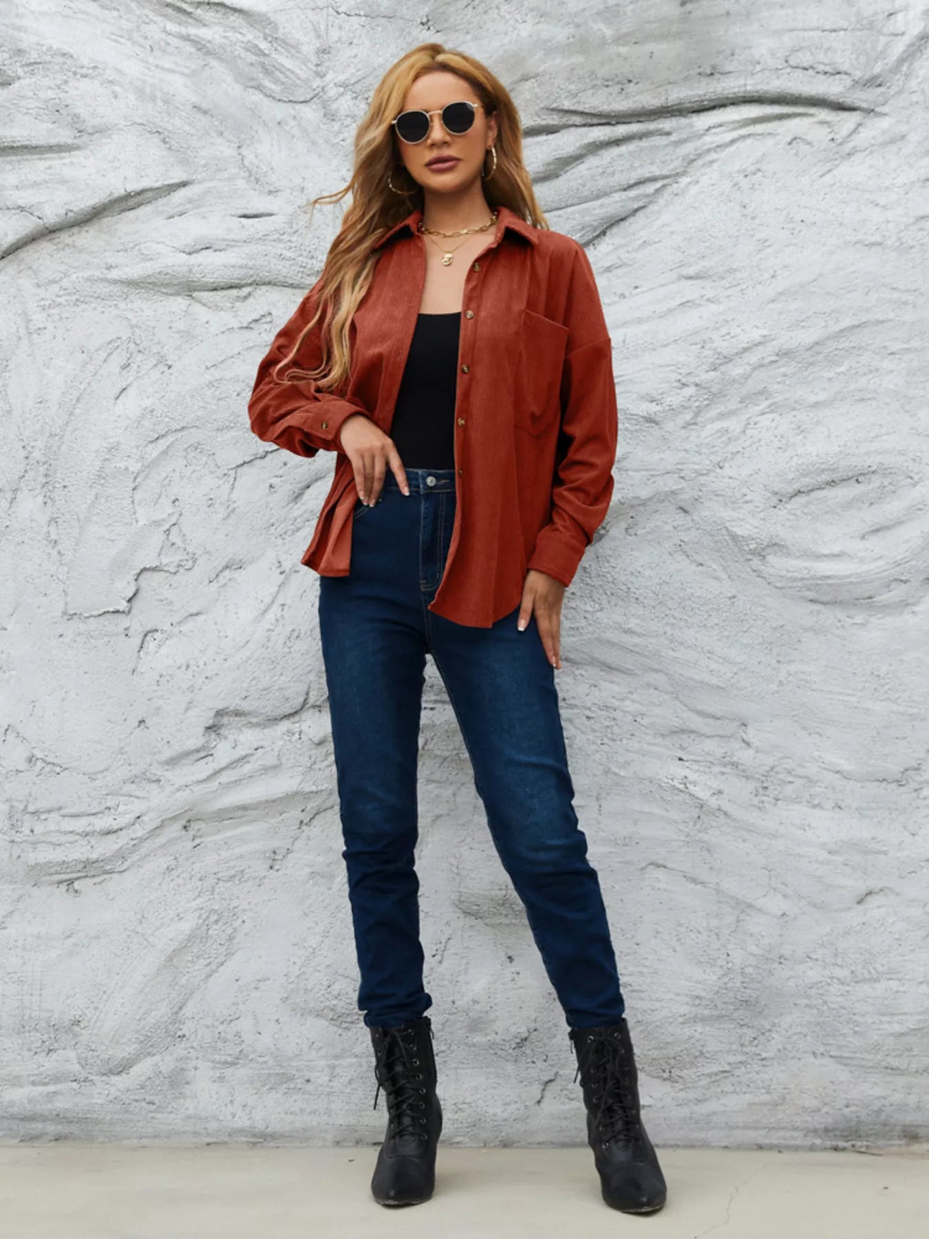 Corduroy Button-Up Shirt OutfitFlow