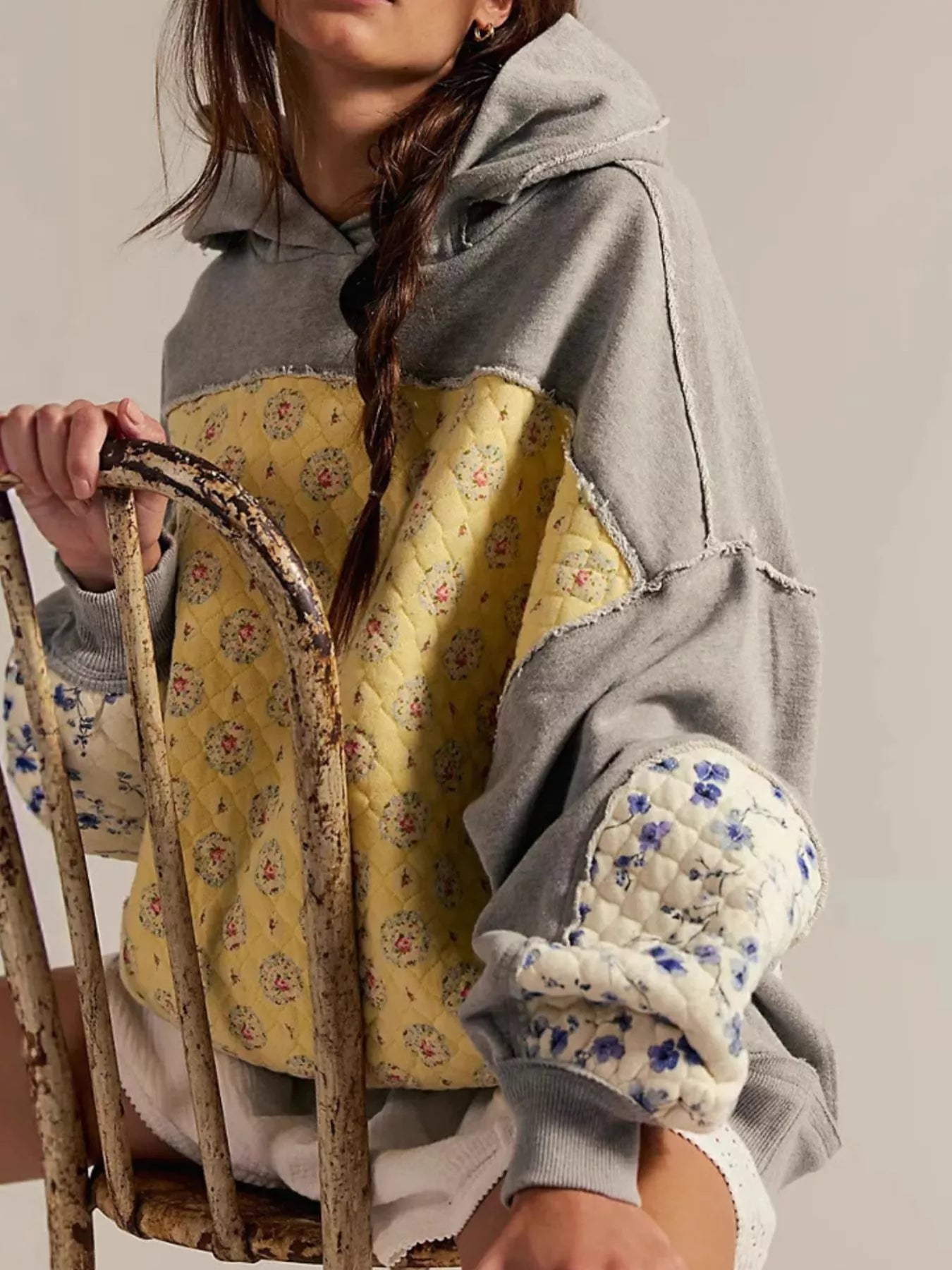 Exposed Seam Dropped Shoulder Hoodie OutfitFlow